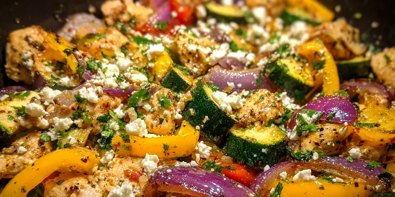 Delicious Mediterranean Chicken Stir-Fry served on a plate