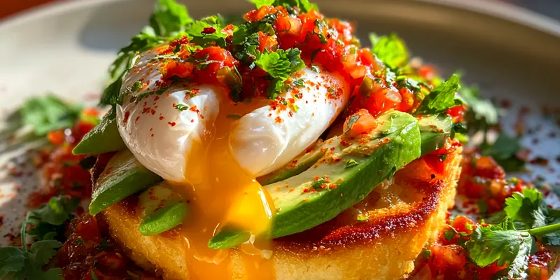 Delicious Mexican Style Eggs Benedict served on a plate