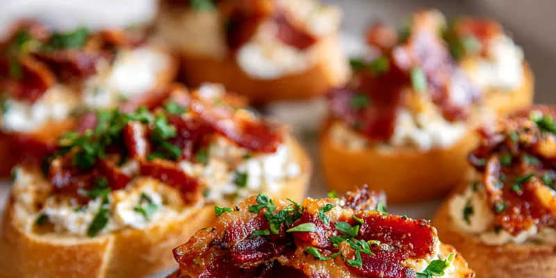 Million Dollar Bacon Crostini with Maple Glaze and Spicy Candied Bacon