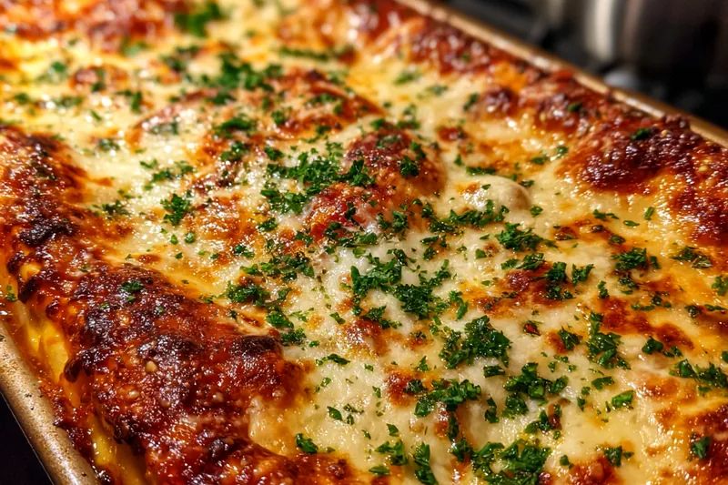 Step-by-step cooking process of Million Dollar Lasagna, showcasing the layering and baking stages.