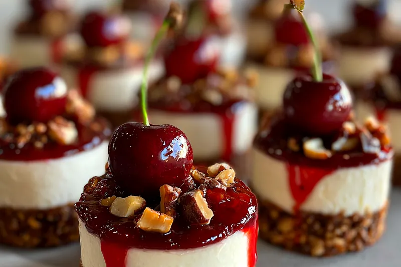 Fresh ingredients for Mini Cherry Cheesecake Bites