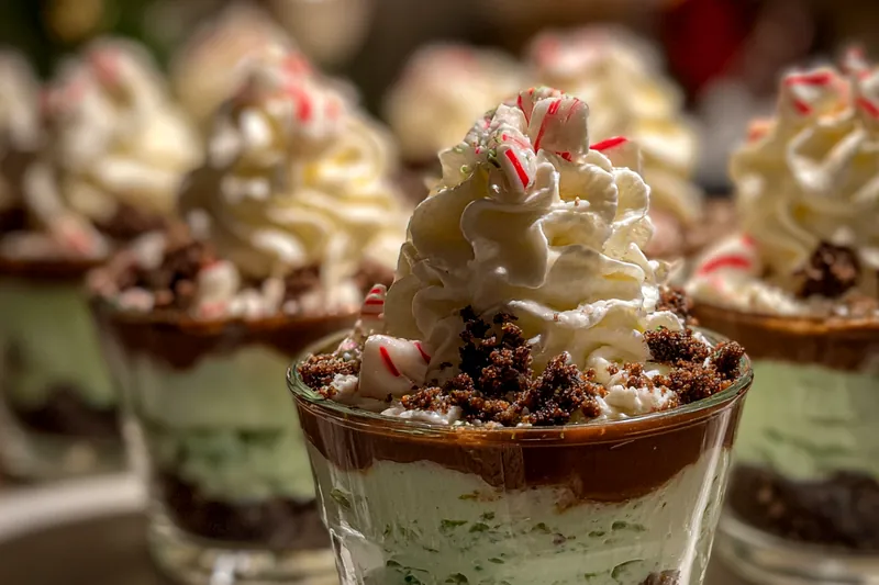 Fresh ingredients for Mint Chocolate Dessert Cups