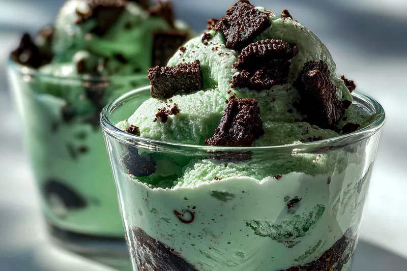 Fresh ingredients for Mint Cookie Ice Cream Delight