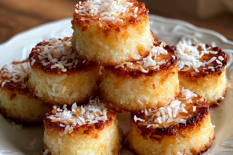 A vibrant setup of ingredients for Delicious Coconut Cake Bites, including flour, sugar, and coconut.