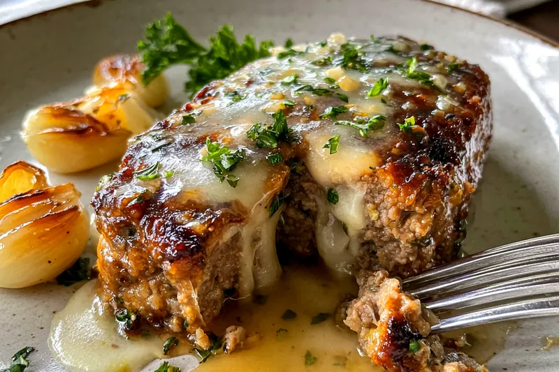 Ingredients for garlic parmesan meatloaf displayed on a kitchen counter