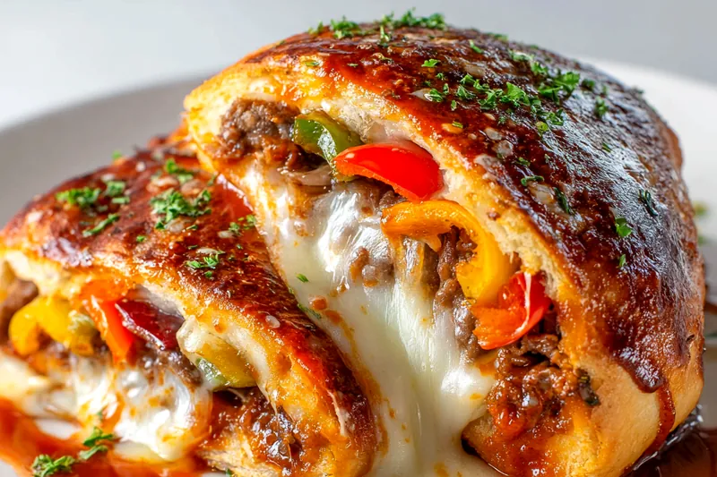 Cooking the Mozzarella Cheese Steak Stromboli