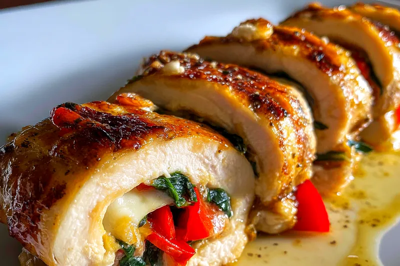 Cooking process for Mozzarella Stuffed Chicken Rolls