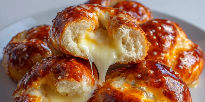 Mozzarella Stuffed Soft Pretzels fresh out of the oven