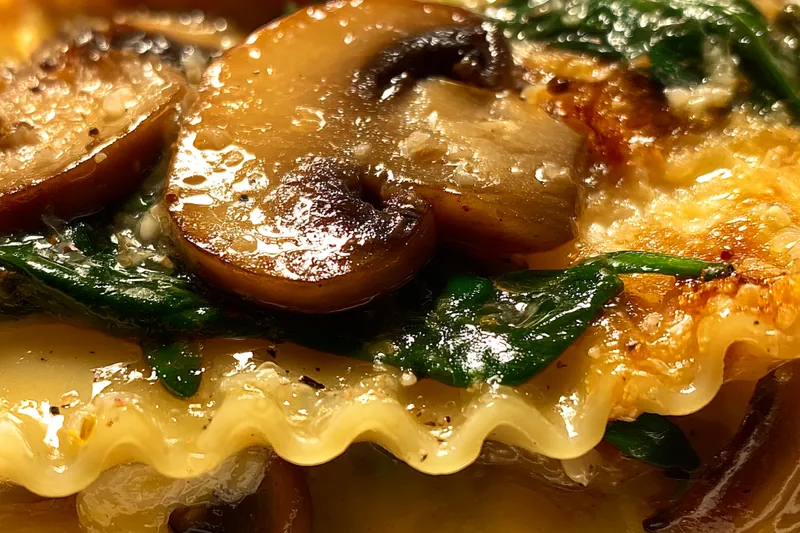 Cooking process for Mushroom Spinach Layered Bake