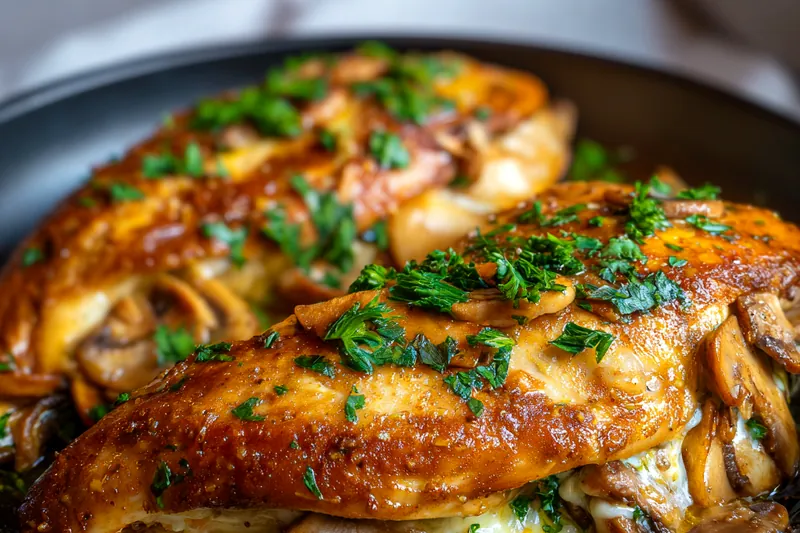 Cooking process for Mushroom Stuffed Chicken