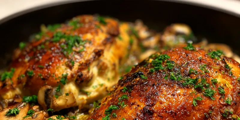 Delicious Mushroom Stuffed Chicken served on a plate