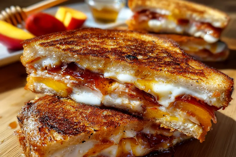 Cooking process for Peach Cheddar Grilled Sandwich