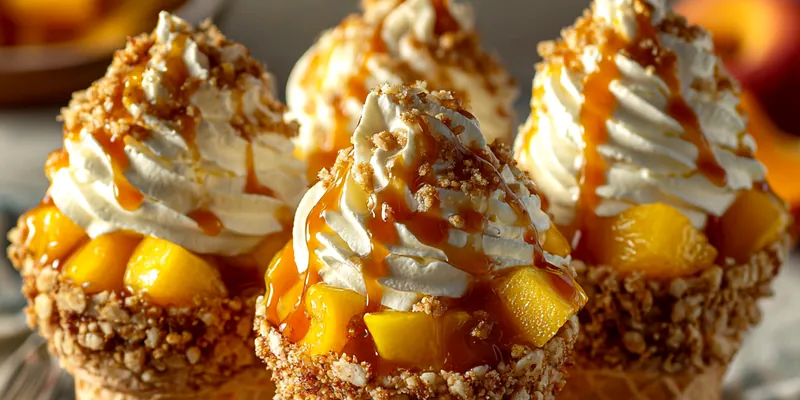 Peach Cobbler Cheesecake Cones