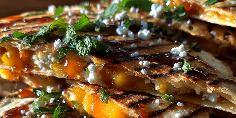 Peach Mint Grilled Quesadillas