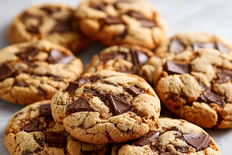 Freshly baked peanut butter cup cookies cooling on a wire rack