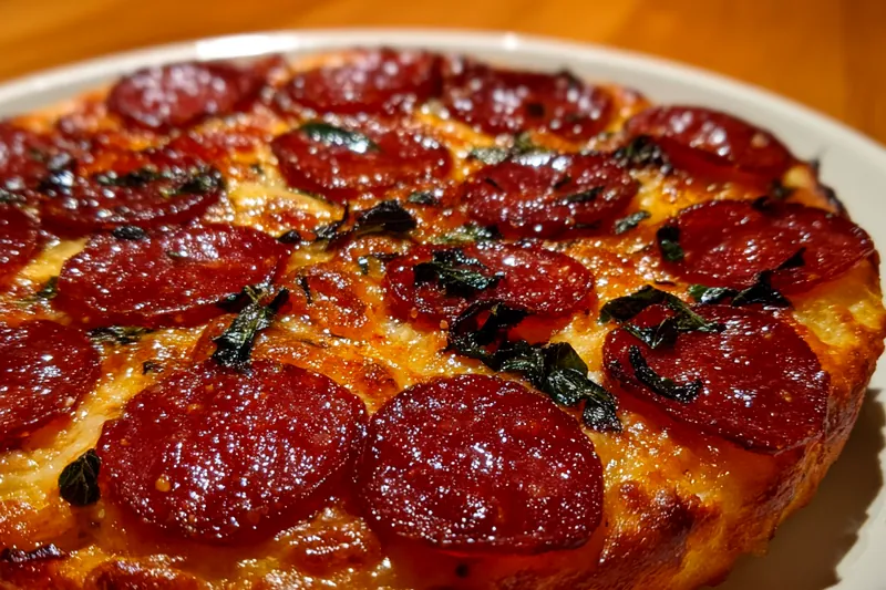 Cooking process for Pepperoni Stuffed Crust Pizza