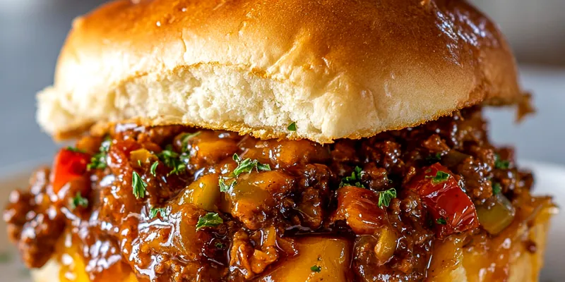 Philly Cheesesteak Sloppy Joes on a plate