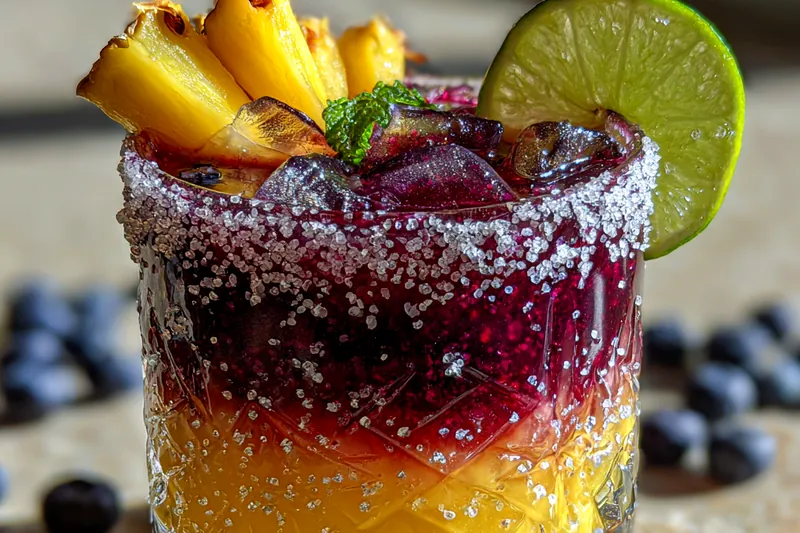 Cooking process for Pineapple Blueberry Margarita