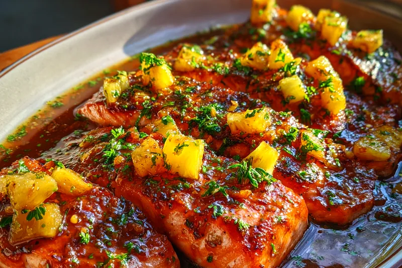 Fresh ingredients for Pineapple Glazed Salmon