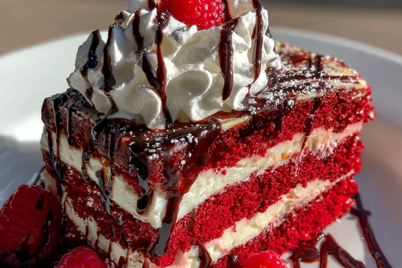 Cooking process for Red Velvet Cheesecake French Toast