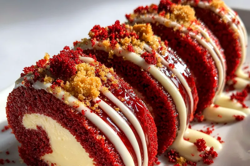 Cooking process for Red Velvet Cheesecake Roll