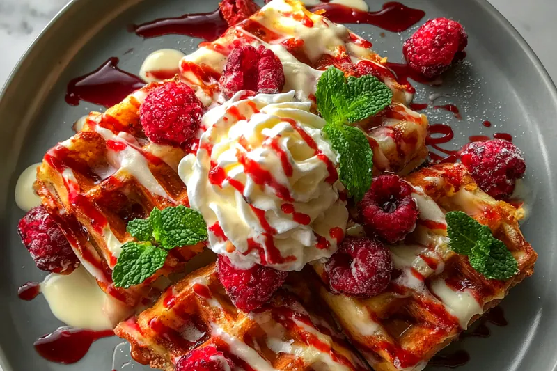 Cooking process for Red Velvet Marble Waffles