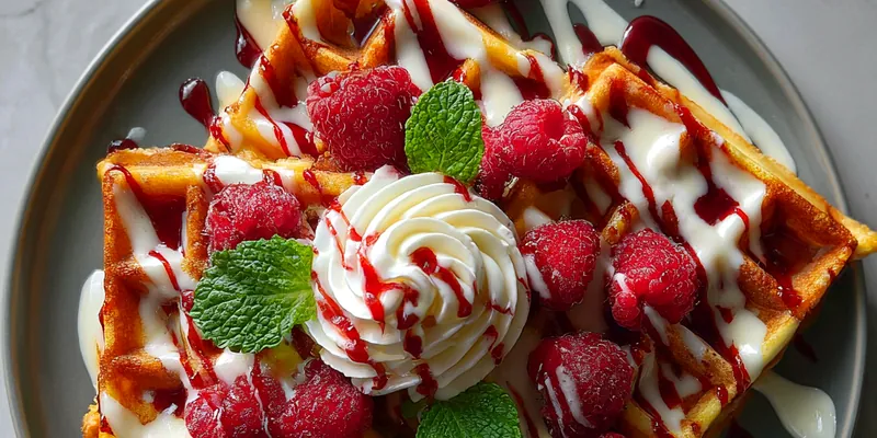 Delicious Red Velvet Marble Waffles served on a plate