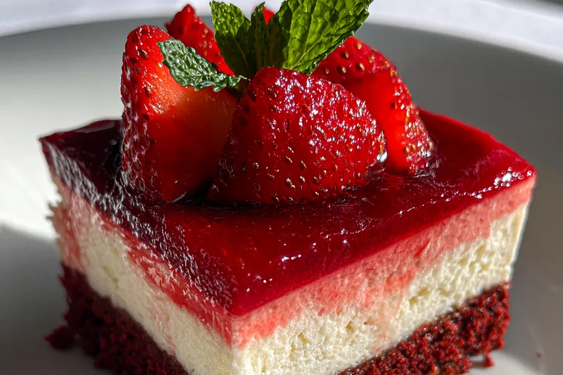 Fresh ingredients for Red Velvet Strawberry Delight