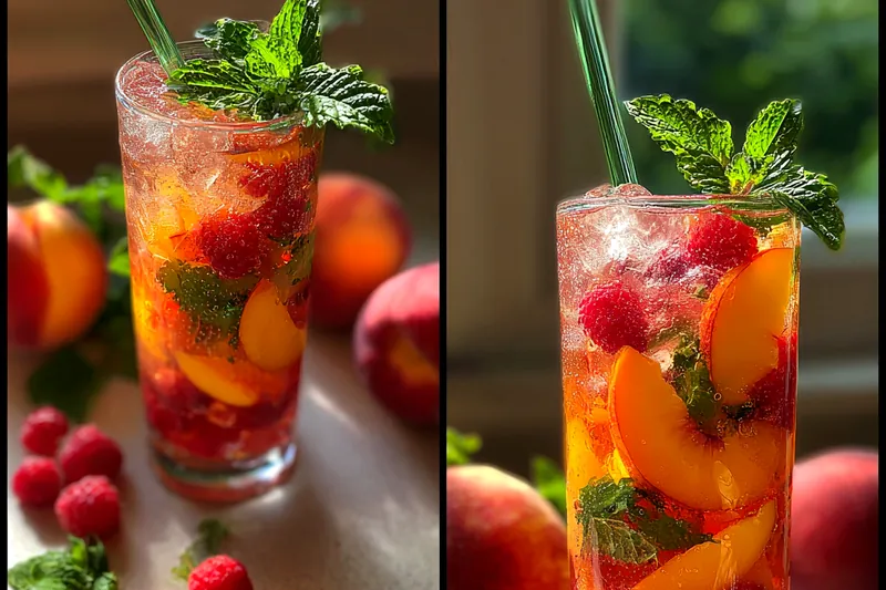 Cooking process for Refreshing Peach Raspberry Beverage