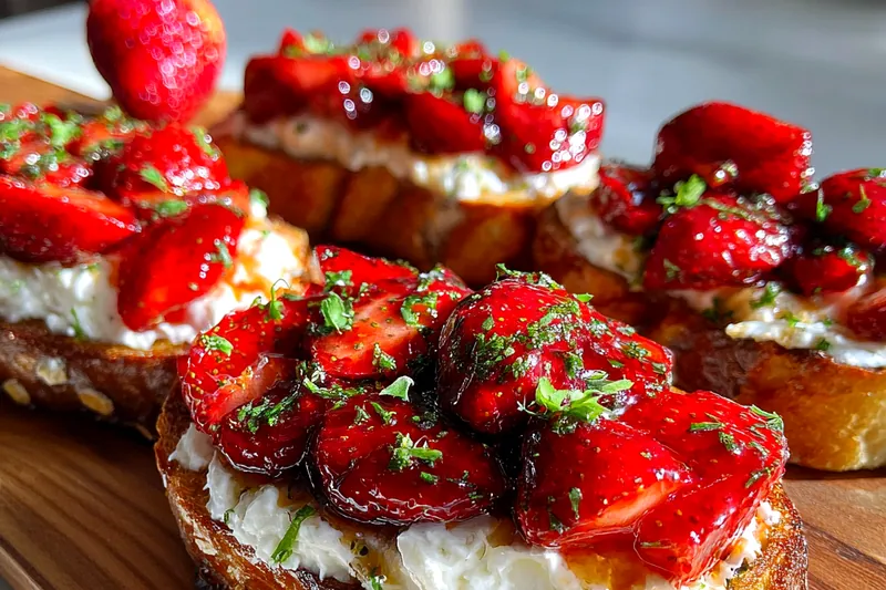 Fresh ingredients for Roasted Strawberry Ricotta Toast