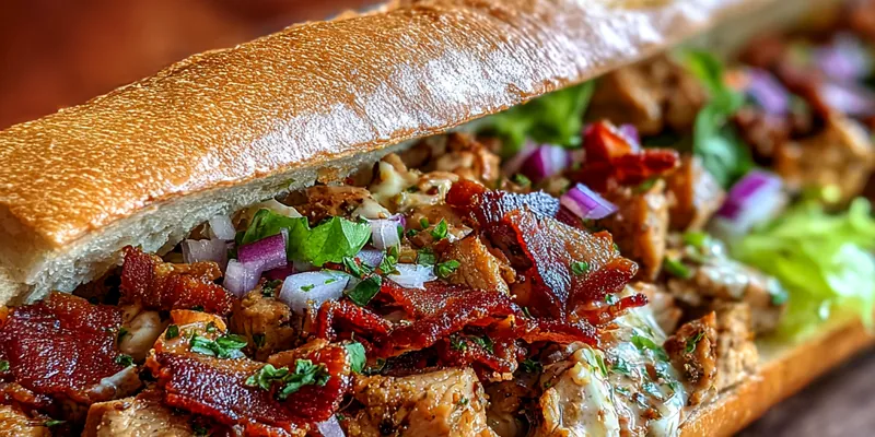 Delicious Savory Chicken Bacon Sandwich served on a plate