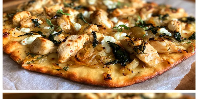 Delicious Savory Chicken Flatbread served on a plate