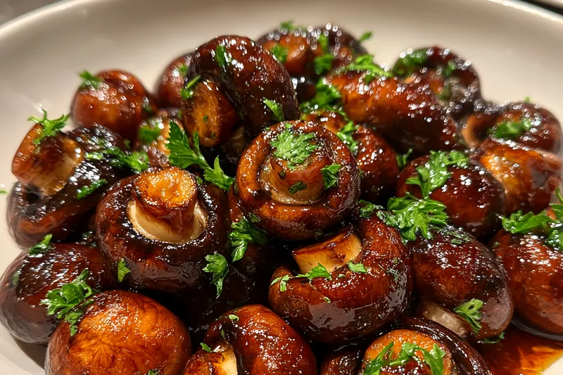 Cooking process for Savory Glazed Roasted Mushrooms