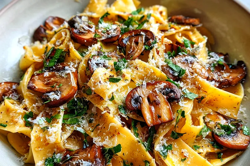 Fresh ingredients for Savory Mushroom Pasta Delight