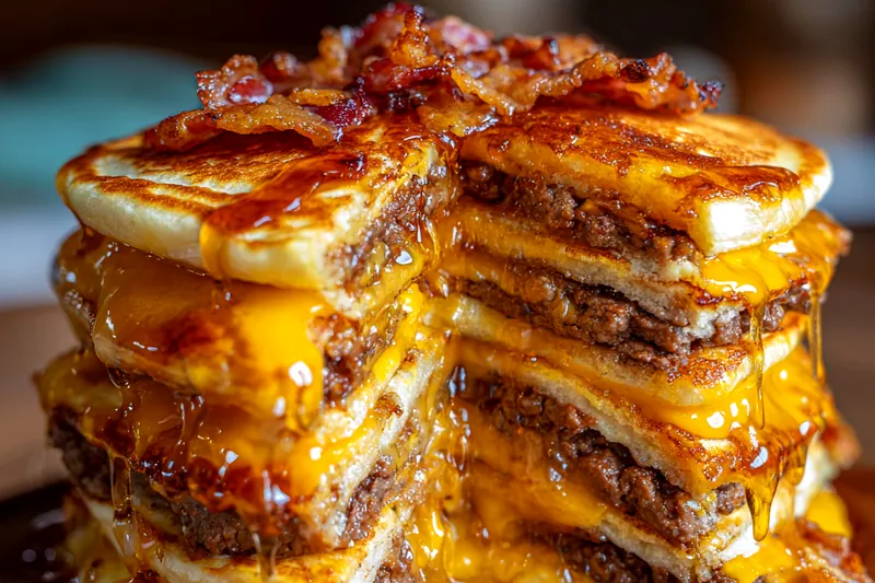 Cooking process for Savory Pancake Burger Stack