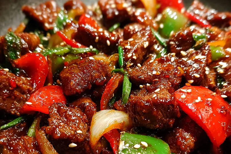 Cooking process for Savory Pepper Beef Stir-Fry