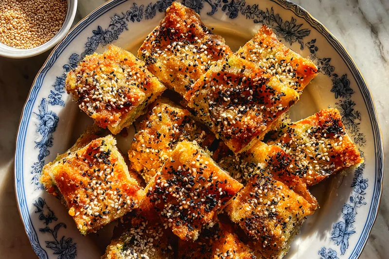 Cooking process for Savory Sesame Pastry Squares