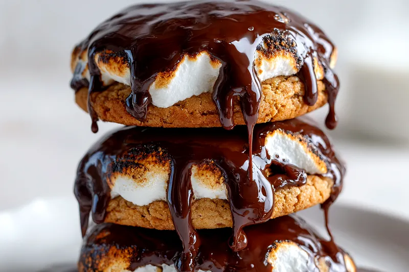 Ingredients for S'mores Cookies including butter, sugars, flour, and chocolate.