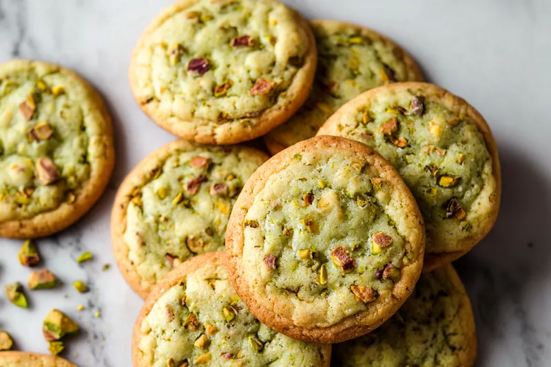 Ingredients for pistachio pudding cookies laid out on a counter