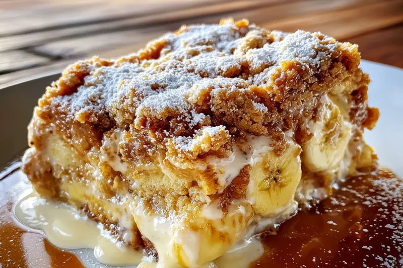 An array of fresh ingredients for Southern Banana Delight, including ripe bananas, cream, and vanilla wafers.