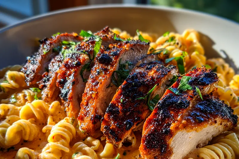 Cooking process for Spicy Cajun Chicken Pasta