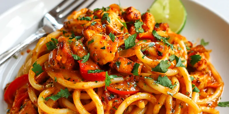 Spicy Chicken Chipotle Pasta served in a bowl