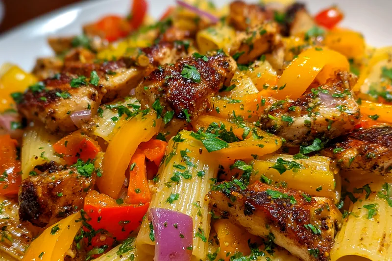 Cooking process for Spicy Grilled Chicken Pasta