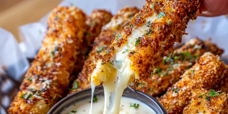 Spicy Mozzarella Sticks with Dip