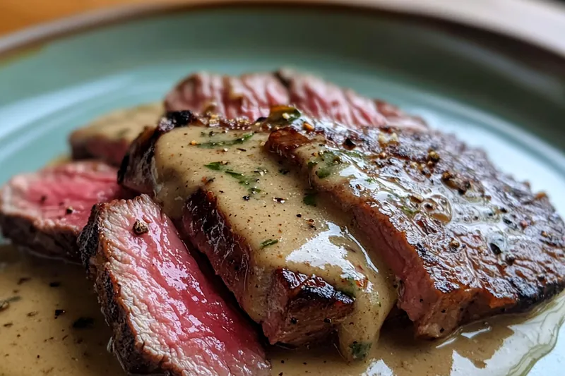 A vibrant display of fresh ingredients for Bold Bourbon Garlic Steak including garlic, herbs, and steak cuts.