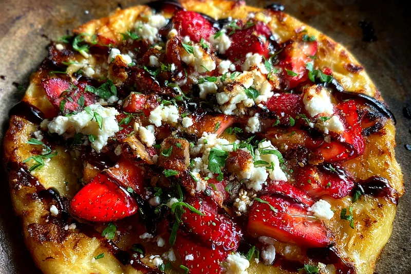 Cooking process for Strawberry Balsamic Flatbread