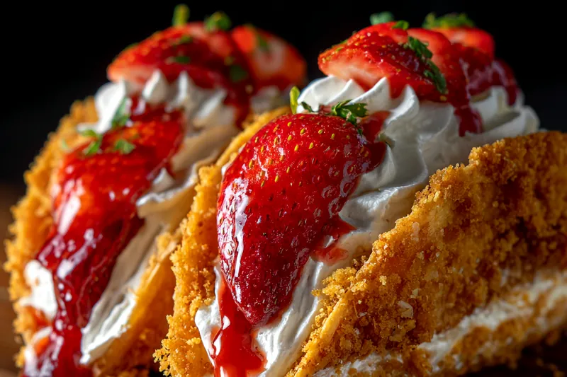 Chef Mitchell cooking Delicious Strawberry Cheesecake Tacos, showcasing the warm tortillas being prepared.