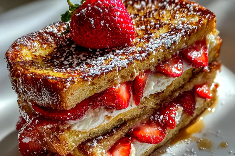 Fresh ingredients for Strawberry Cream Stuffed Toast