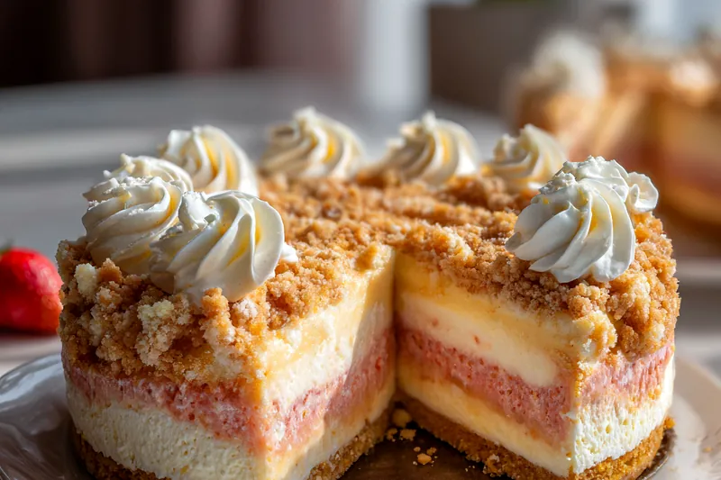 Fresh ingredients for Strawberry Crunch Cheesecake