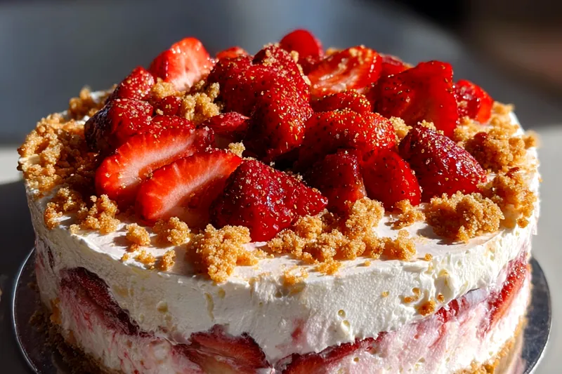 Cooking process for Strawberry Crunch Cream Cake